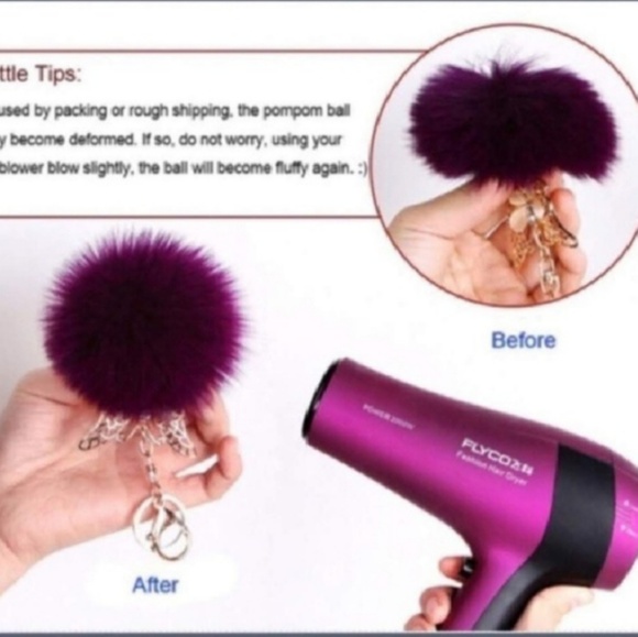 Just In!🆕️Furry Faux Fur Pom Pom Charm Keychain - Picture 5 of 5